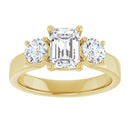 18ct WG Emerald& Round cut Trilogy Lab Grown Diamond Ring