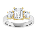 18ct WYG Emerald & Round cut Trilogy Lab Grown Diamond Ring