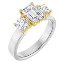 18ct WYG Emerald & Round cut Trilogy Lab Grown Diamond Ring