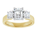 18ct WYG Emerald & Round cut Trilogy Lab Grown Diamond Ring