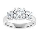18ct WG Cushion & Round cut Trilogy Lab Grown Diamond Ring
