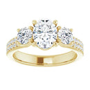 18ct YG Oval & Round cut Trilogy Lab Grown  Diamond Ring