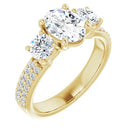 18ct YG Oval & Round cut Trilogy Lab Grown  Diamond Ring