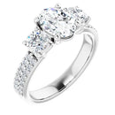 18ct YG Oval & Round cut Trilogy Lab Grown  Diamond Ring