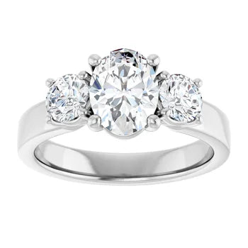 18ct WG Oval & Round cut Trilogy Lab Grown Diamond Ring