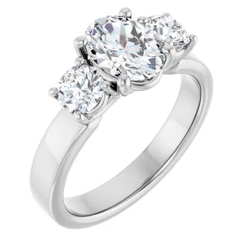 18ct WG Oval & Round cut Trilogy Lab Grown Diamond Ring