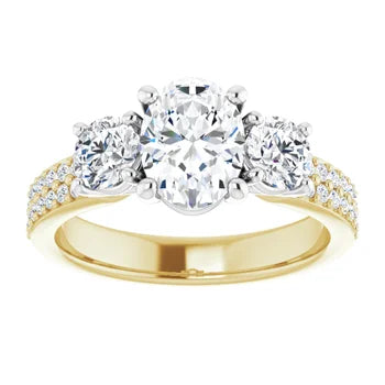 18ct YWG Oval & Round cut Trilogy Lab Grown Diamond Ring