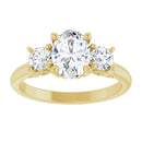18ct YG Oval & Round cut Trilogy Lab Grown Diamond Ring