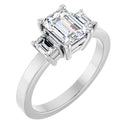 18ct WG Emerald cut Trilogy Lab Grown Diamond Ring