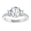 18ct YG Oval & Emerald & Round cut Trilogy Lab Grown Diamond Ring