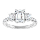 18ct YG Emerald & Round cut Trilogy Lab Grown Diamond Ring