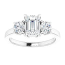 18ct WG Emerald & Round cut Trilogy Lab Grown Diamond Ring