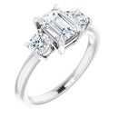 18ct WG Emerald & Round cut Trilogy Lab Grown Diamond Ring