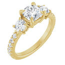 18ct YG Cushion & Round cut Trilogy Lab Grown Diamond Ring