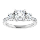 18ct YG Cushion & Round cut Trilogy Lab Grown Diamond Ring