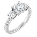 18ct YG Cushion & Round cut Trilogy Lab Grown Diamond Ring