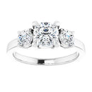 18ct WG Cushion & Round cut Trilogy Lab Grown Diamond Ring