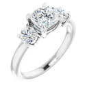18ct WG Cushion & Round cut Trilogy Lab Grown Diamond Ring