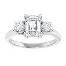 18ct WG Emerald & Round cut Trilogy  Lab Grown Diamond Ring