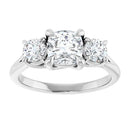 18ct YG Cushion & Round cut Trilogy Lab Grown Diamond Ring