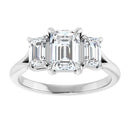 18ct WG Emerald cut Trilogy Lab Grown Diamond Ring
