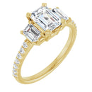 18ct WG Trilogy Emerald & Round cut Lab Grown Diamond Ring