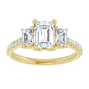 18ct WG Trilogy Emerald & Round cut Lab Grown Diamond Ring