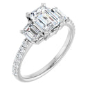 18ct WG Trilogy Emerald & Round cut Lab Grown Diamond Ring