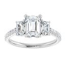 18ct WG Trilogy Emerald & Round cut Lab Grown Diamond Ring