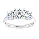 18ct WG Trilogy cushion & Round cut Lab Grown Diamond Ring