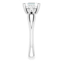 18ct WG Emerald & Round cut Lab Grown Diamond Trilogy Ring