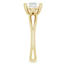 18ct WG Emerald & Round cut Lab Grown Diamond Trilogy Ring