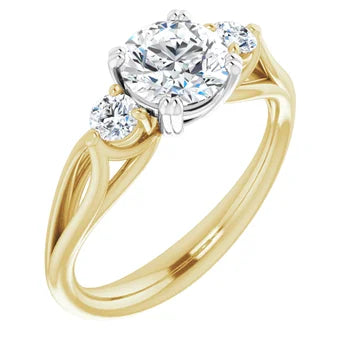 18ct Two Tone Yellow/White Gold Round cut Lab Grown Trilogy Diamond Ring