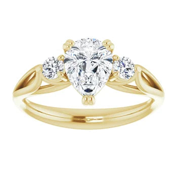 18ct WG Trilogy Pear & Round cut Lab Grown Diamond Ring