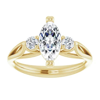18ct WG Trilogy Marquise & Round cut Lab Grown Diamond Ring