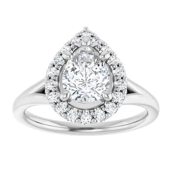 18ct White Gold - Halo Style with Pear & Round cut Lab Grown Diamond Ring