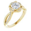18ct Yellow Gold - Halo Style Cushion  & Round cut Lab Grown Diamond Ring