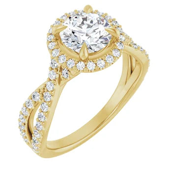 18ct YG Halo Style Round cut Lab Grown Diamond Ring