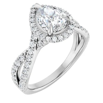 18ct YG Halo Style Pear & Round cut Lab Grown Diamond Ring