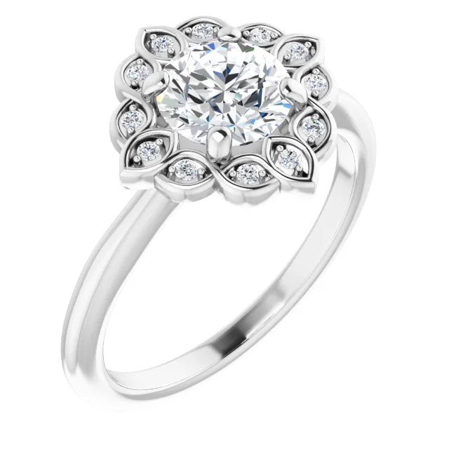 18ct YG Halo Style Round Cut Lab Grown Diamond Ring