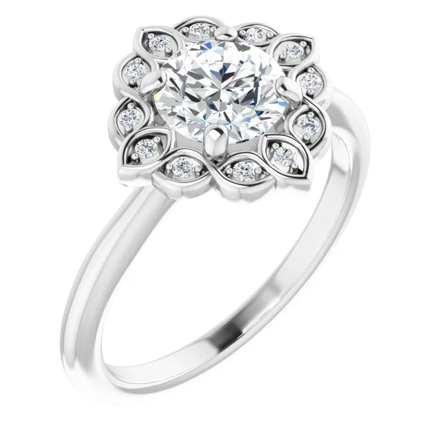 18ct Yellow Gold -  Halo Style Round Cut Lab Grown Diamond Ring