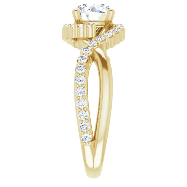 18ct Yellow Gold - Halo Style Round cut Lab Grown Diamond Ring