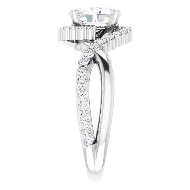 18ct WG Halo Style Oval & Round cut Lab Grown Diamond Ring