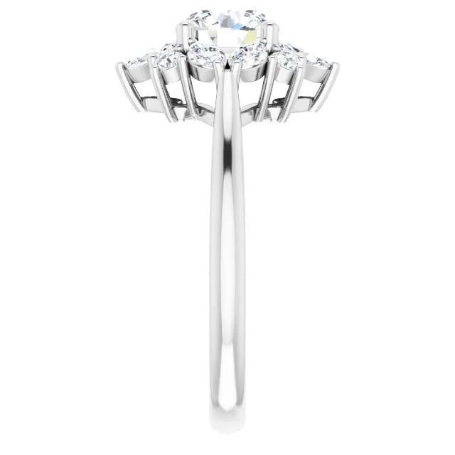 18ct YG Halo Style Round & Marquise cut lab Grown Diamond Ring
