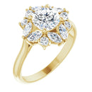 18ct Yellow Gold - Halo Style Round & Marquise cut lab Grown Diamond Ring