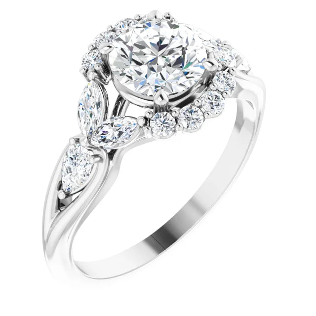 18ct White Gold Halo Style Lab Grown Diamond Ring