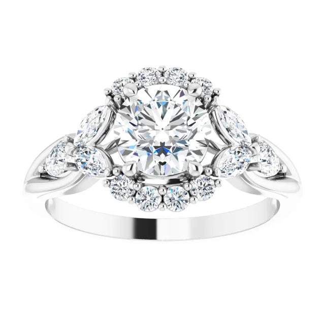 18ct White Gold Halo Style Lab Grown Diamond Ring