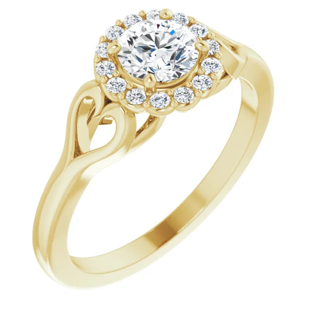 18ct YG Halo Style Round cut  lab Grown Diamond Ring