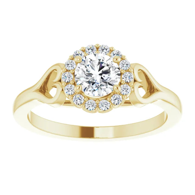 18ct YG Halo Style Round cut  lab Grown Diamond Ring