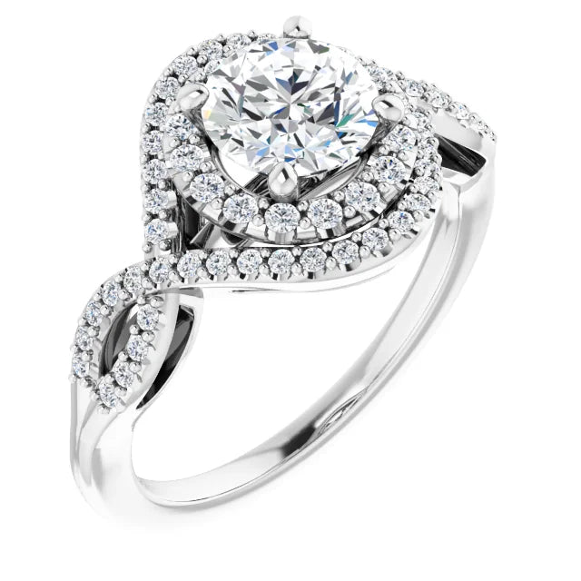 Platinum Halo Style Round cut Lab Grown Diamond Ring